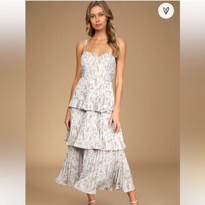 LULUS cascading crush floral midi dress
